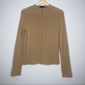 GRACE 100% Cashmere Camel Zip Cardigan Small